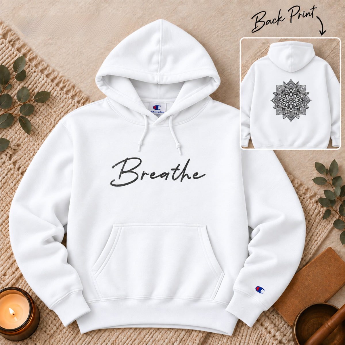 Cozy Champion® Breathe Hoodie – Mandala Back