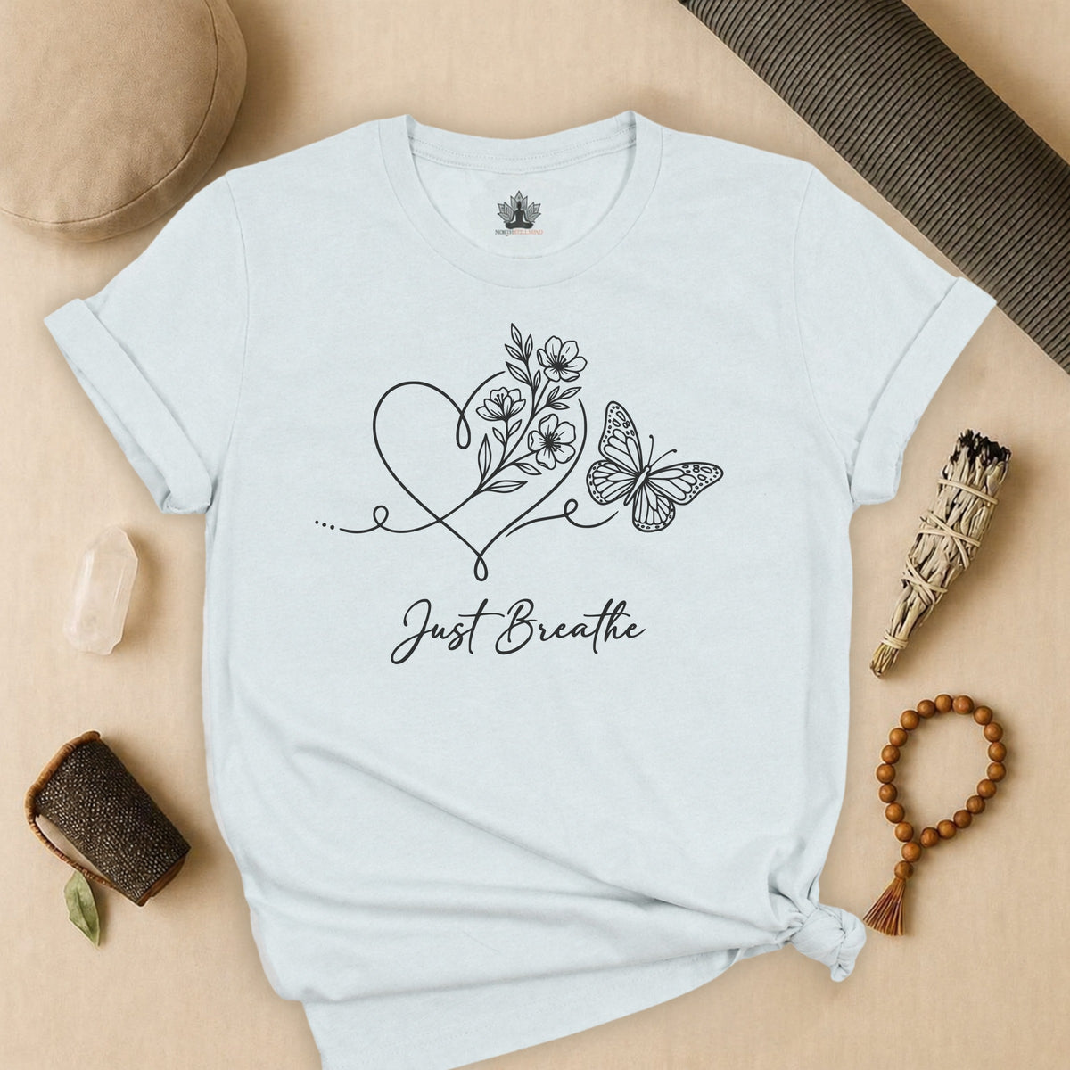 Just Breathe Heart & Butterfly Tee