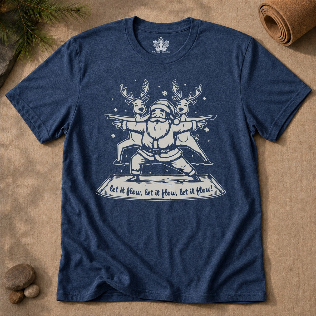 Laissez couler - T-shirt humoristique de Noël avec le Père Noël pour hommes, idéal pour le yoga.