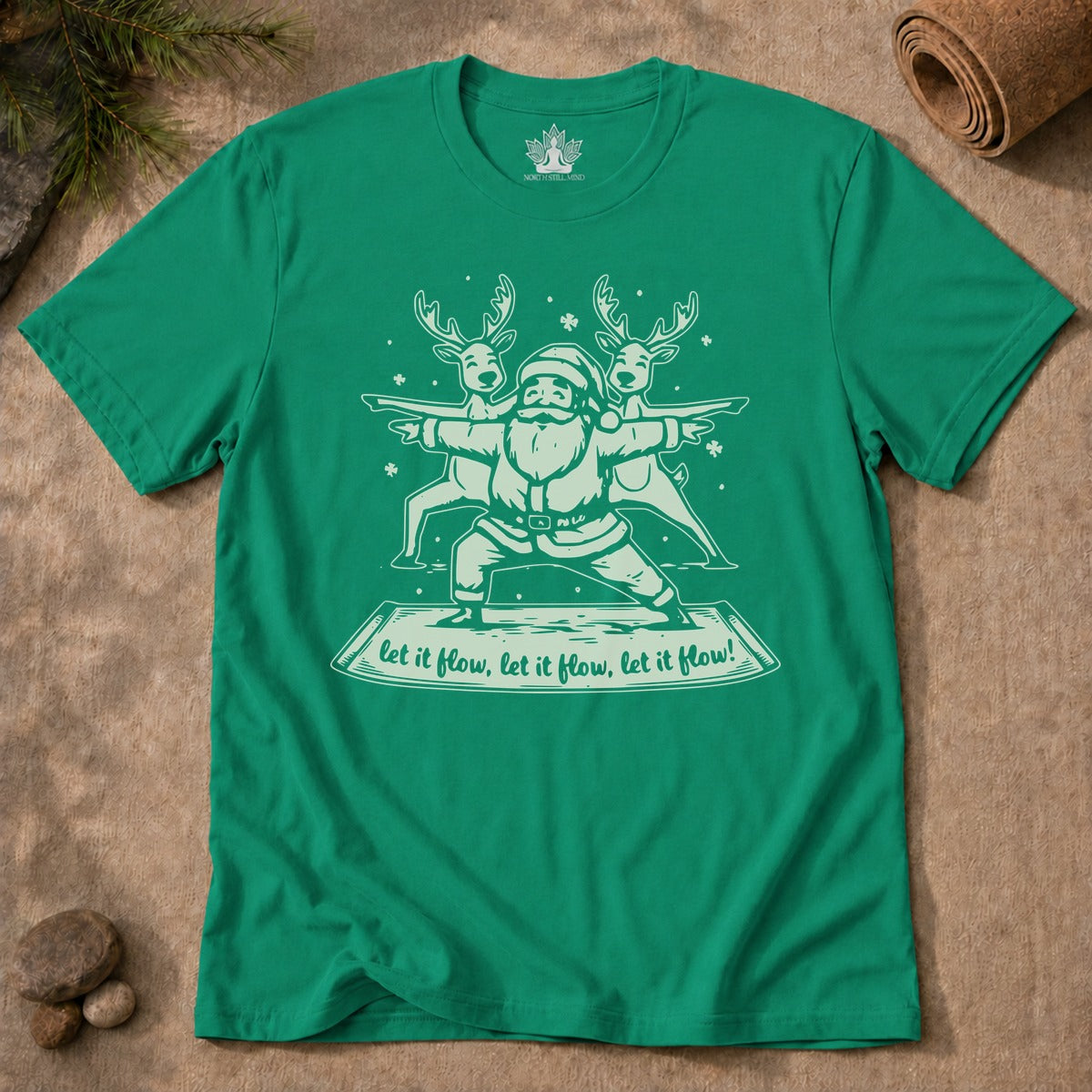 Laissez couler - T-shirt humoristique de Noël avec le Père Noël pour hommes, idéal pour le yoga.