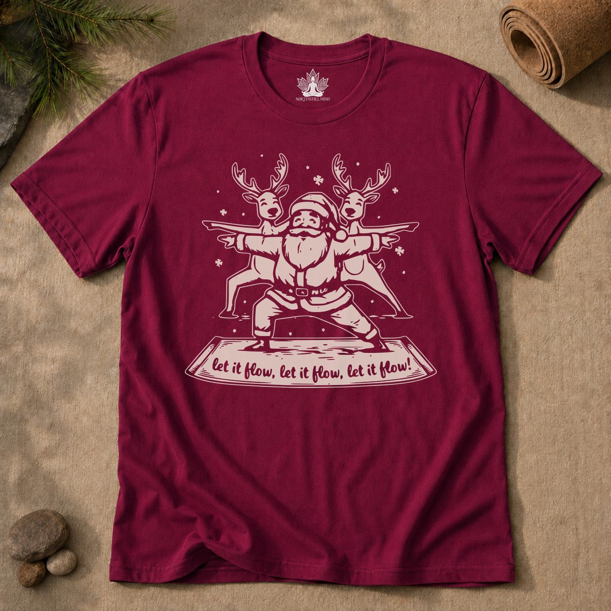 Laissez couler - T-shirt humoristique de Noël avec le Père Noël pour hommes, idéal pour le yoga.