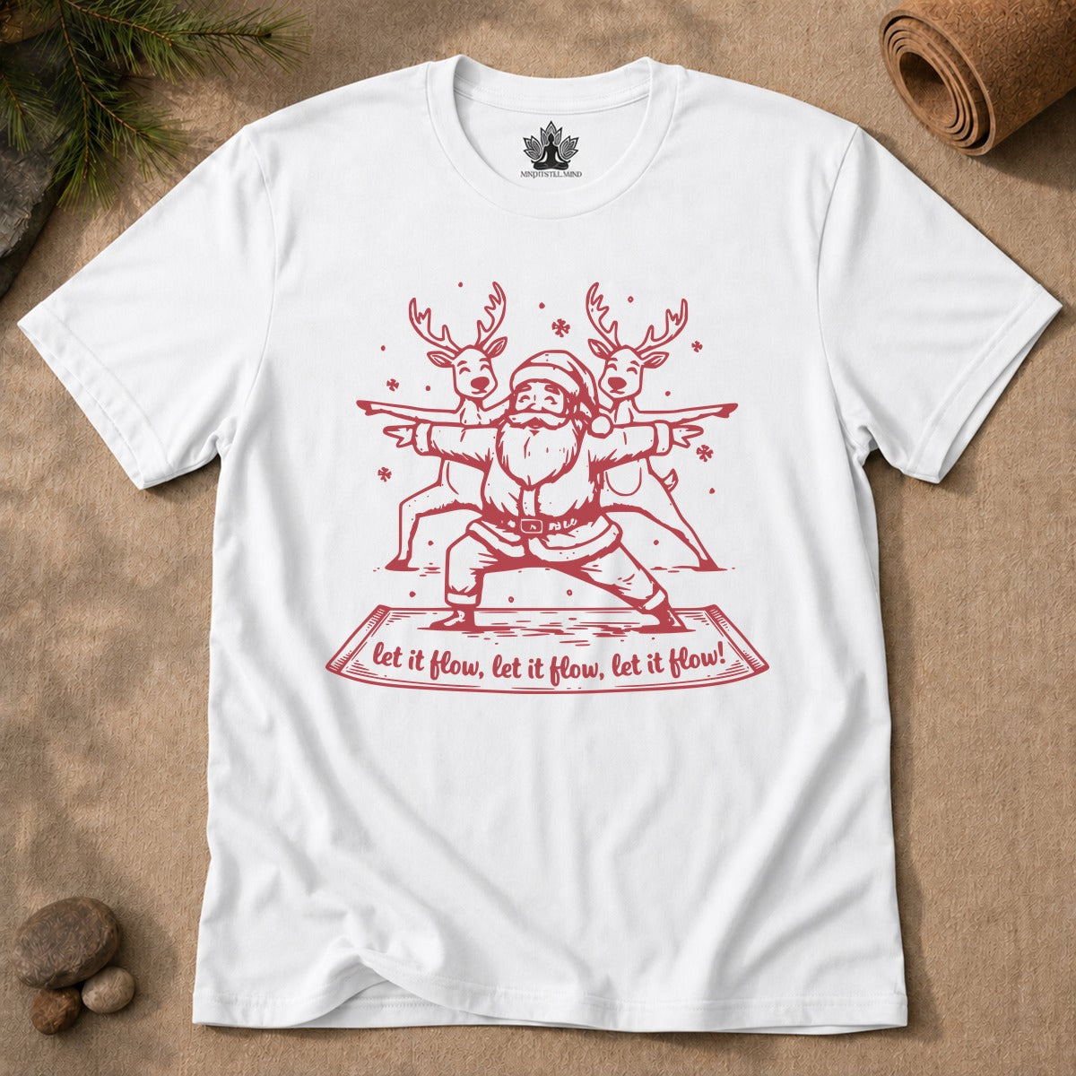 Laissez couler - T-shirt humoristique de Noël avec le Père Noël pour hommes, idéal pour le yoga.